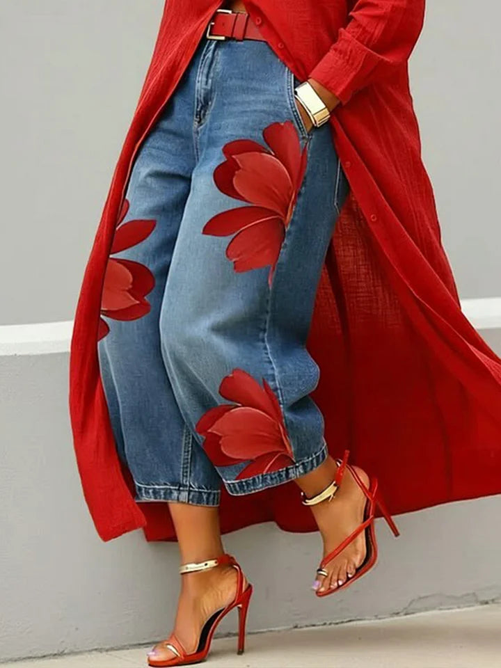 Conjunto Florencia — Camisa Manga Larga y Jeans Estampados