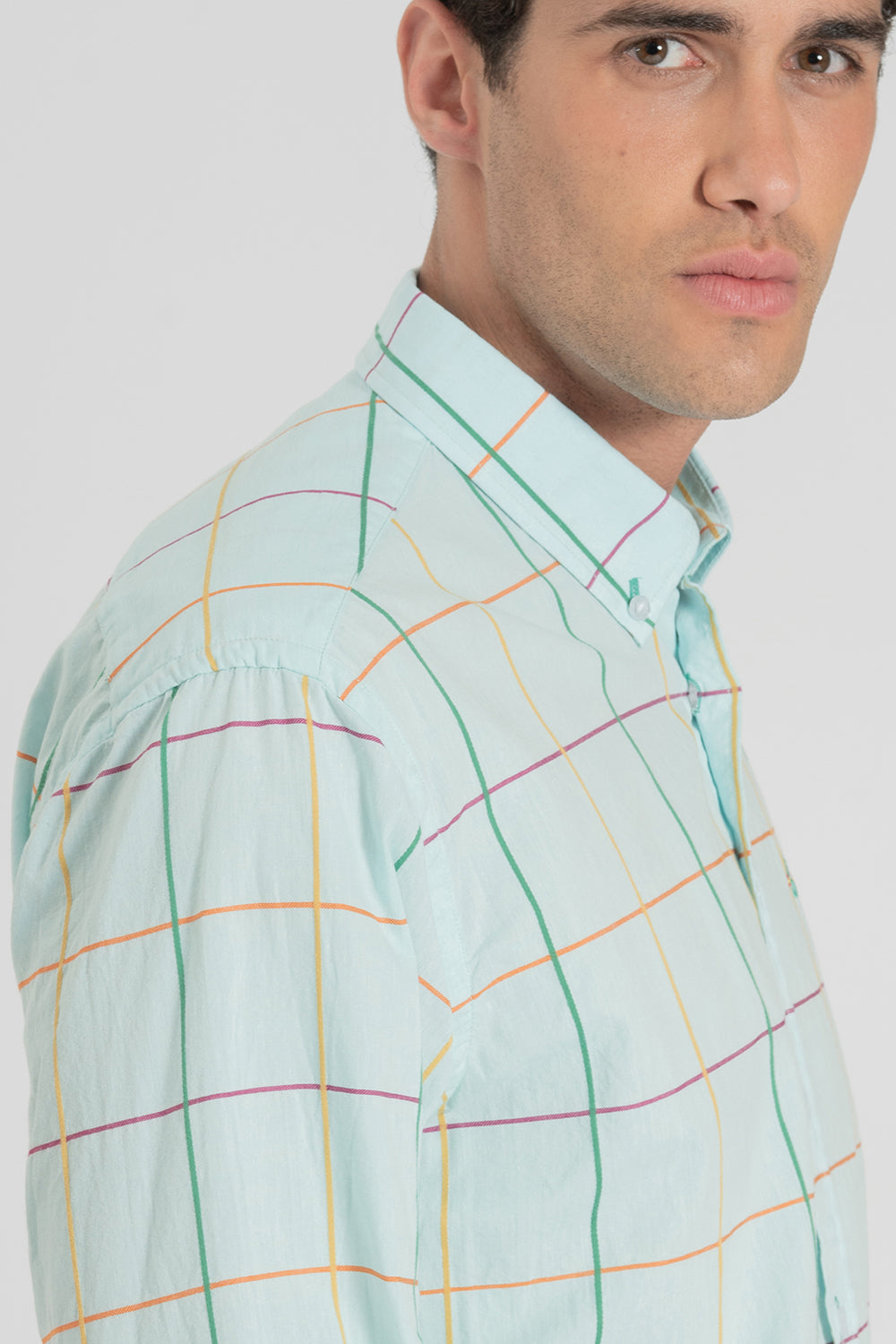 Camisa Cuadros Verde Agua