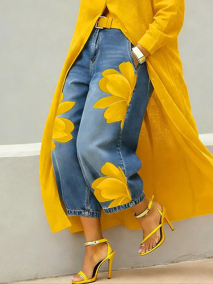 Conjunto Florencia — Camisa Manga Larga y Jeans Estampados