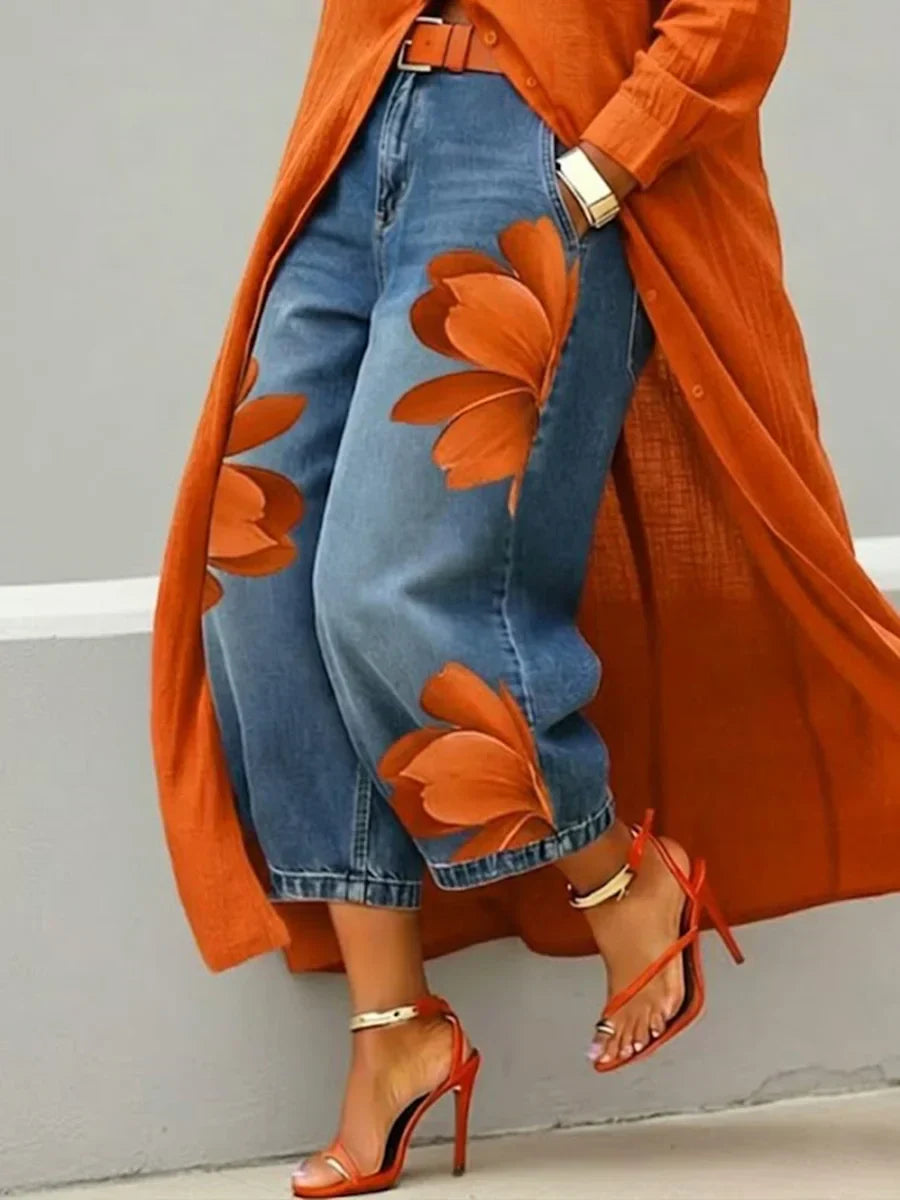 Conjunto Florencia — Camisa Manga Larga y Jeans Estampados