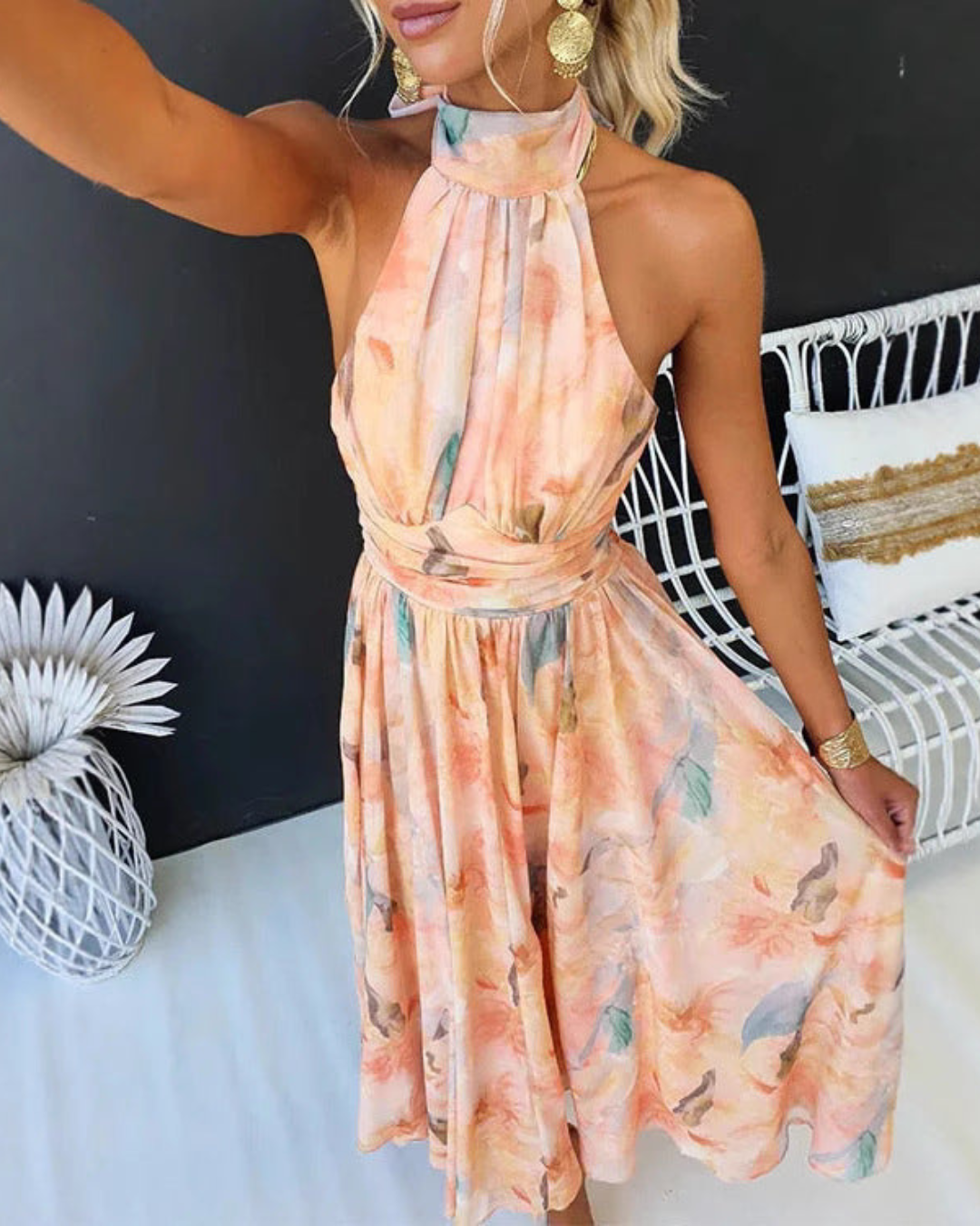 Sofía | Elegant Dress with Watercolor Floral Print