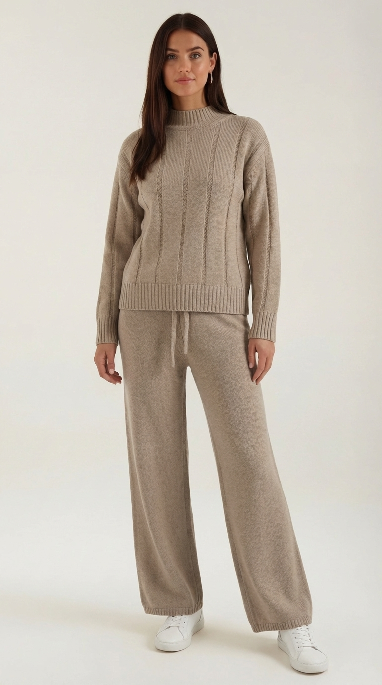 Conjunto Bruselas — Suéter y Pantalón Ancho de Punto