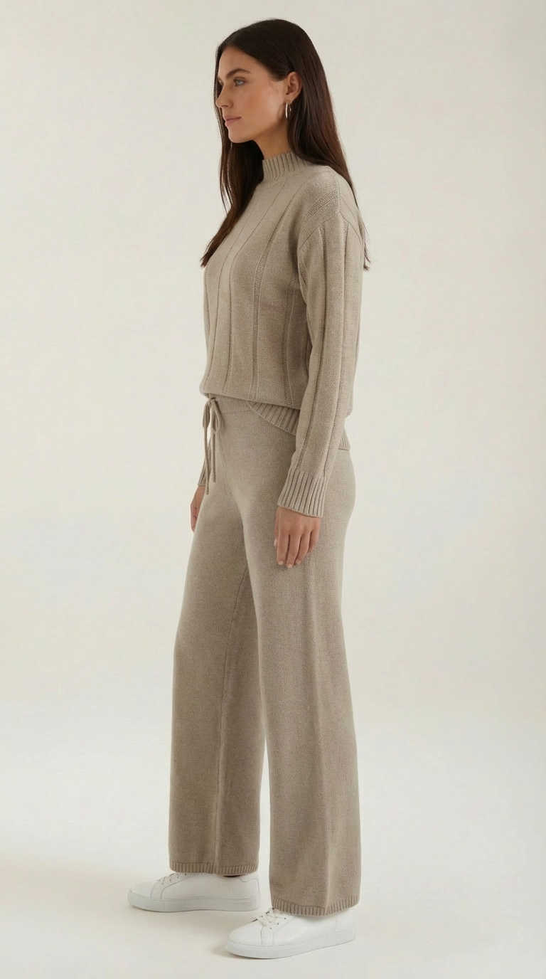 Conjunto Bruselas — Suéter y Pantalón Ancho de Punto