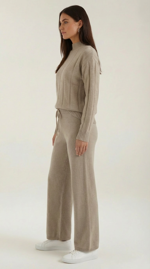Conjunto Bruselas — Suéter y Pantalón Ancho de Punto
