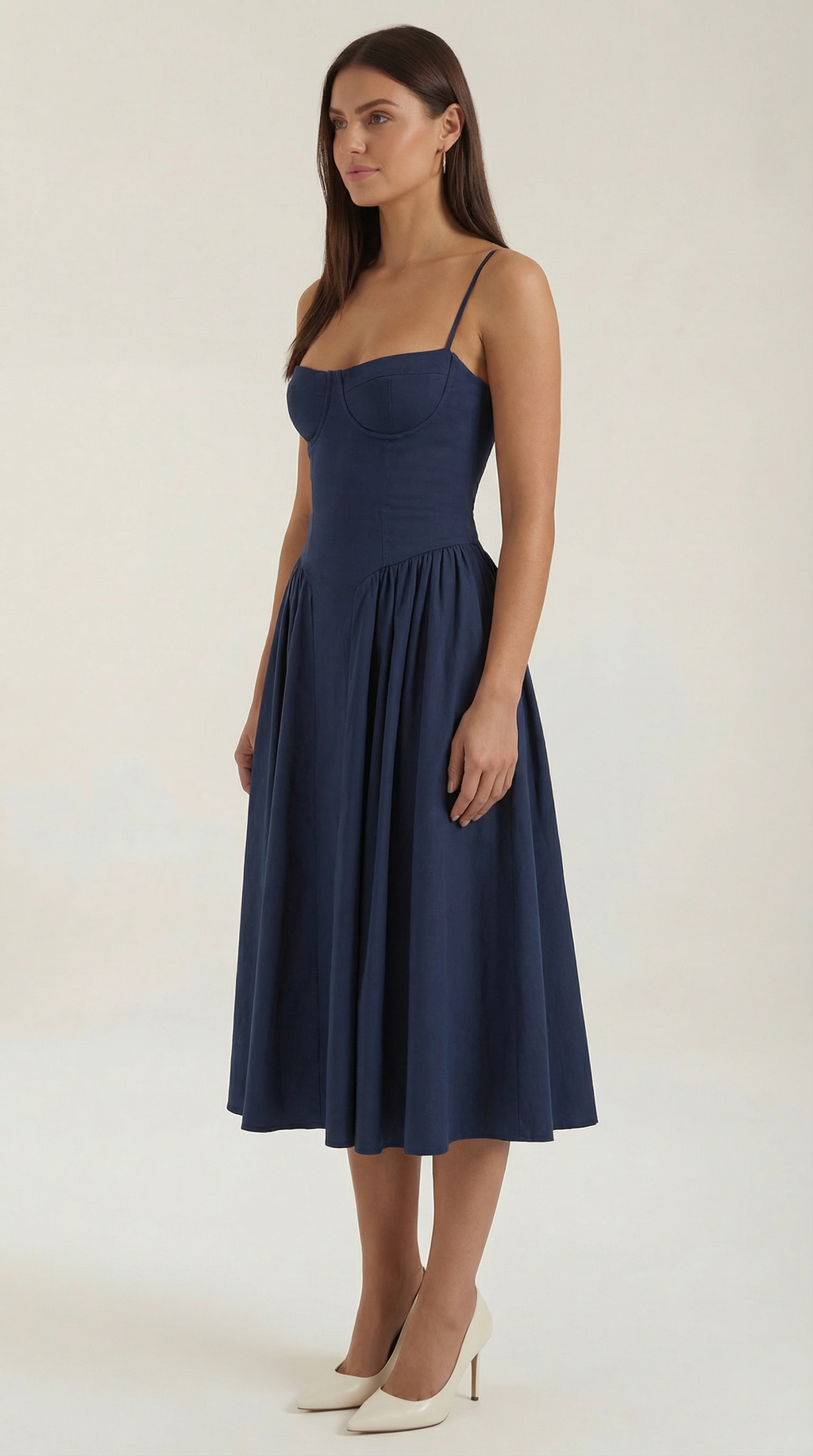 Vestido Santorini — Midi Floral con Escote Corazón