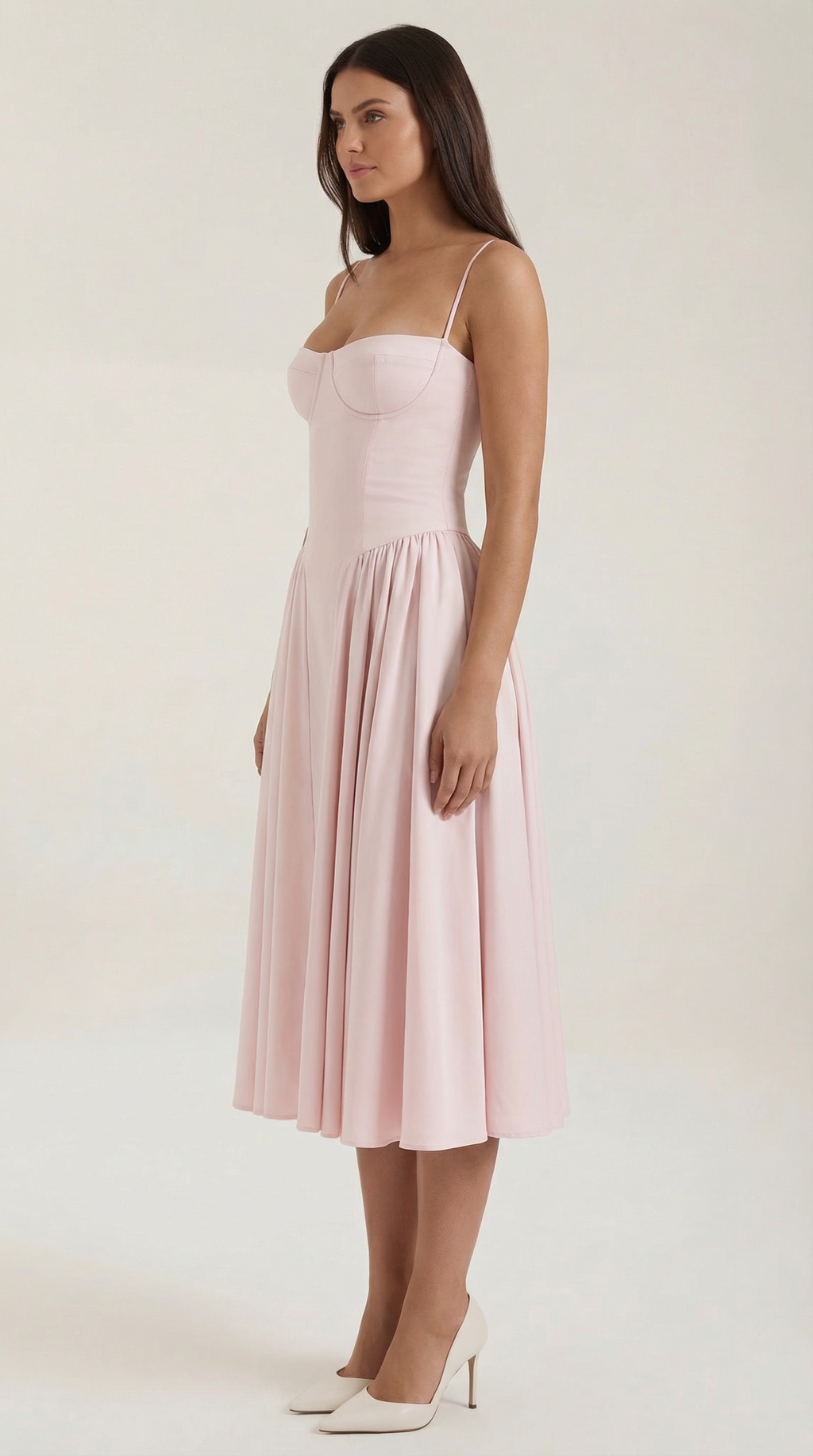Vestido Santorini — Midi Floral con Escote Corazón