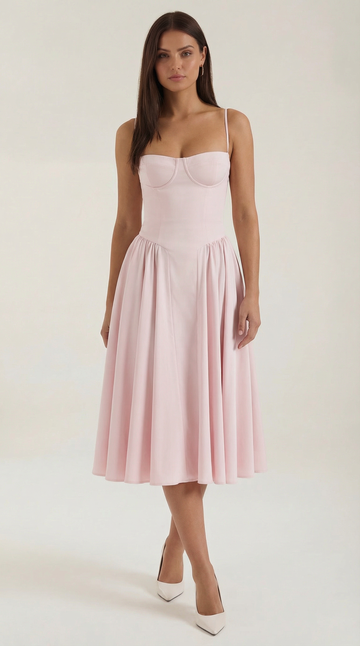 Vestido Santorini — Midi Floral con Escote Corazón