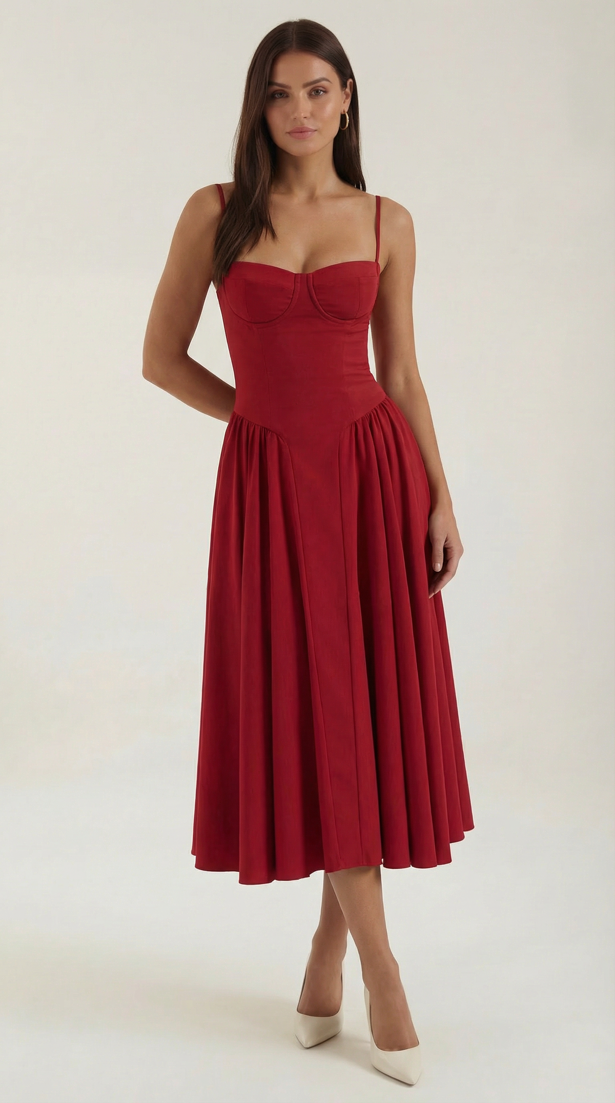 Vestido Santorini — Midi Floral con Escote Corazón