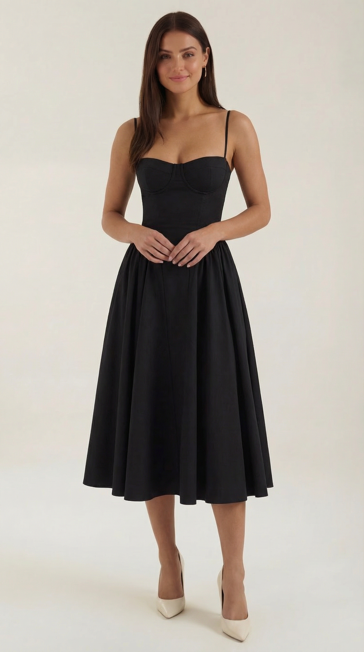 Vestido Santorini — Midi Floral con Escote Corazón