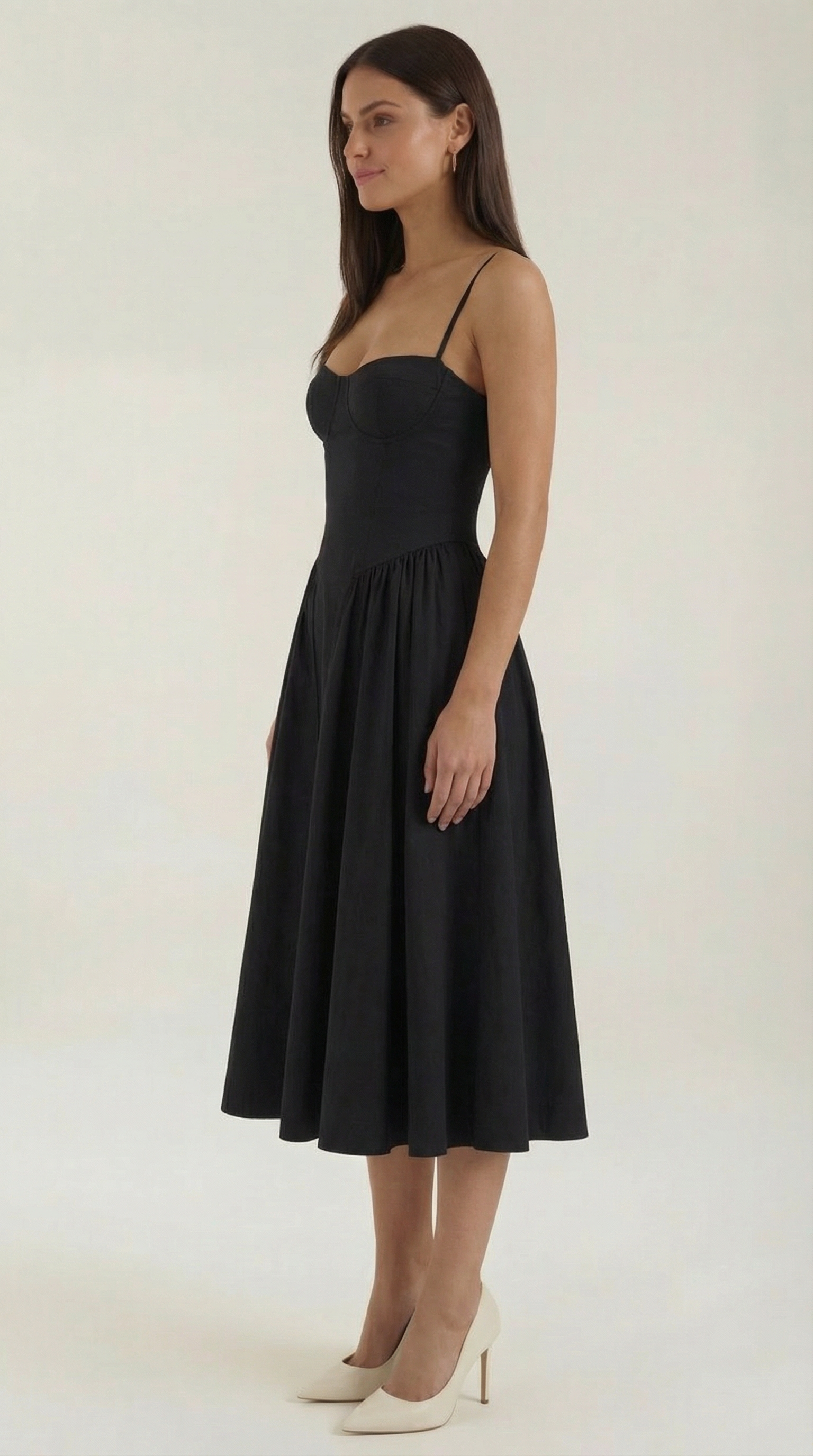 Vestido Santorini — Midi Floral con Escote Corazón