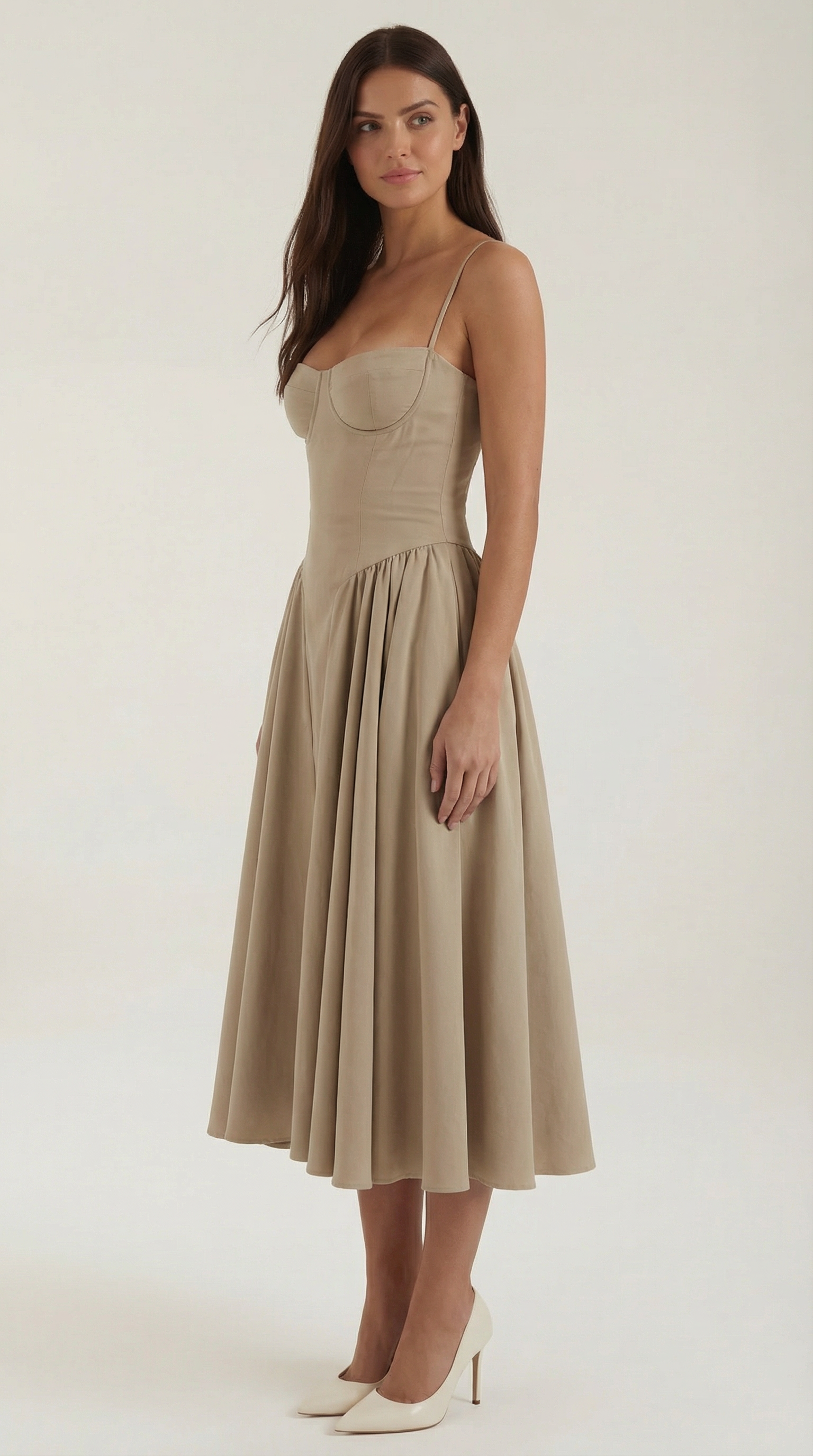 Vestido Santorini — Midi Floral con Escote Corazón