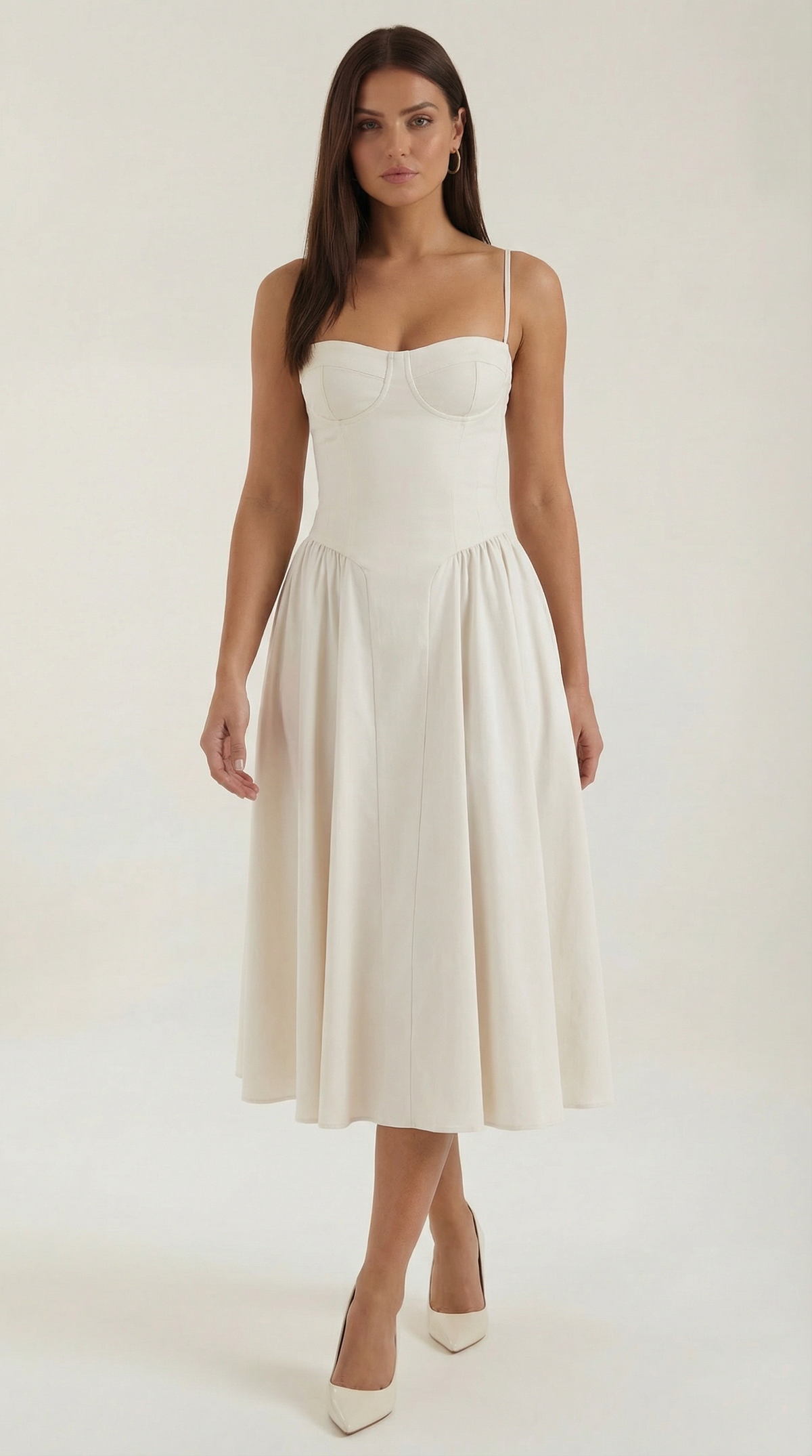 Vestido Santorini — Midi Floral con Escote Corazón