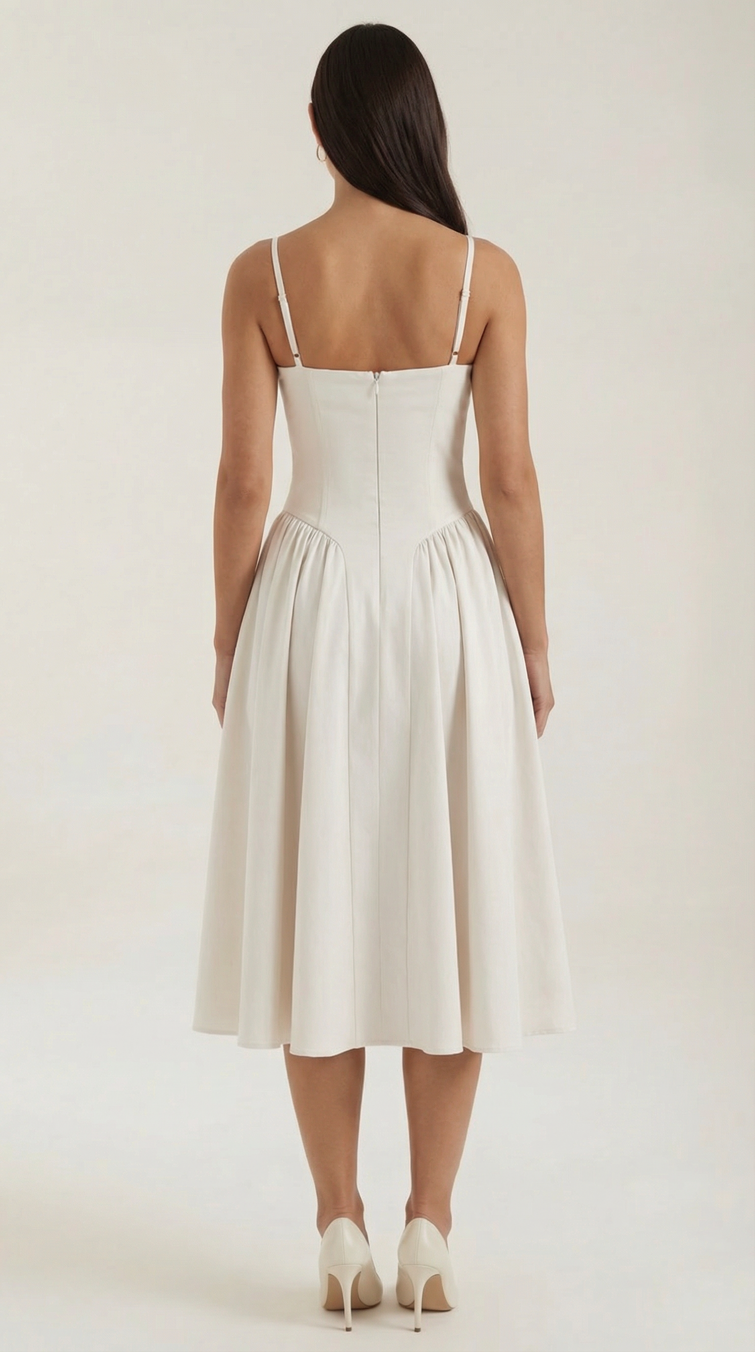 Vestido Santorini — Midi Floral con Escote Corazón