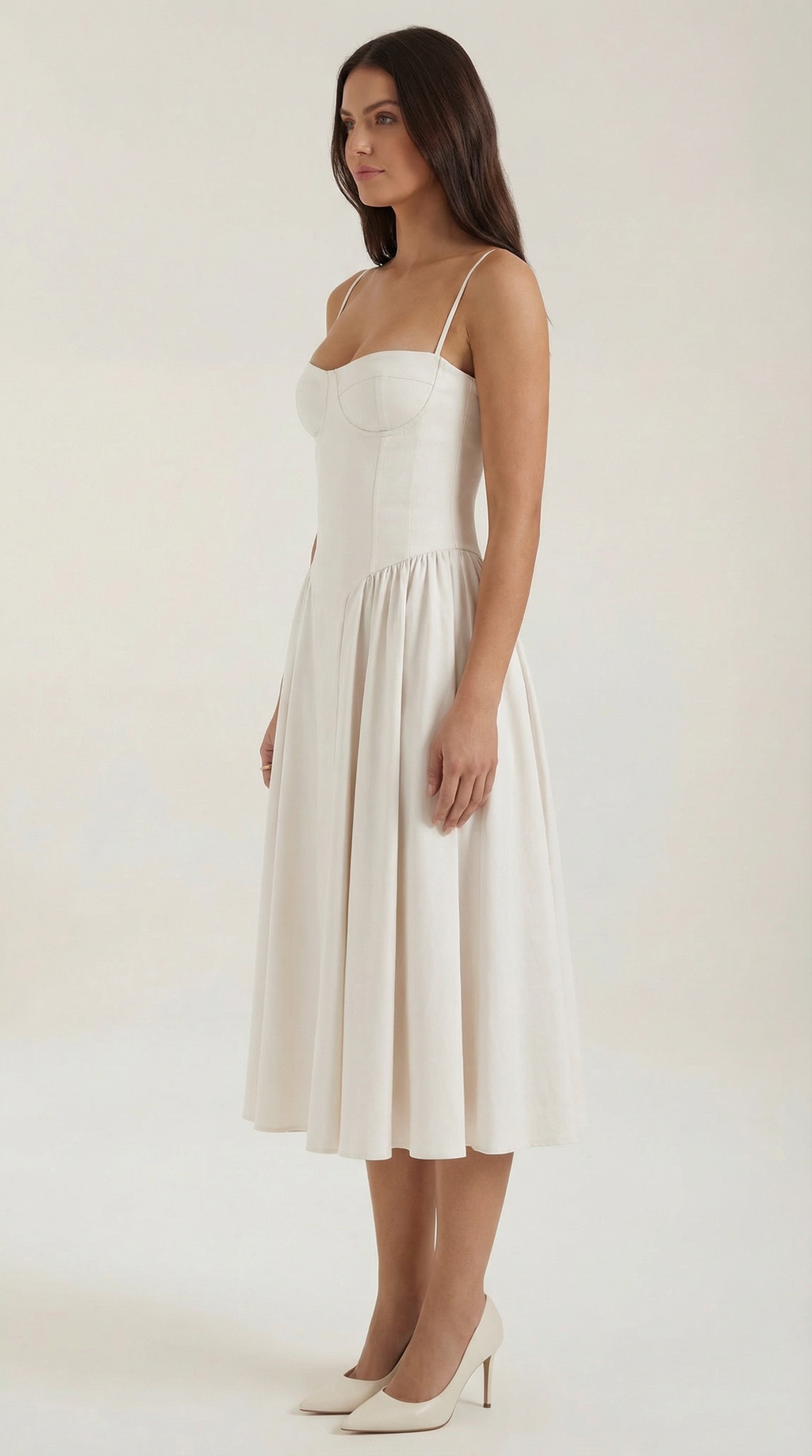Vestido Santorini — Midi Floral con Escote Corazón