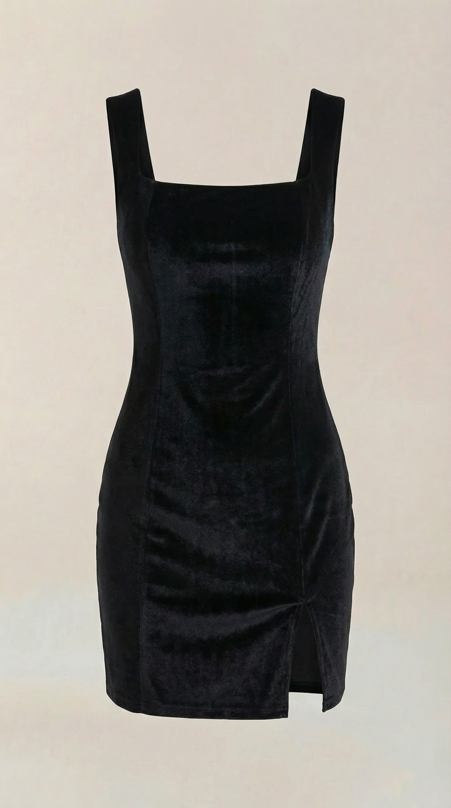 Vestido Corto Rachelle — Terciopelo con Escote Cuadrado