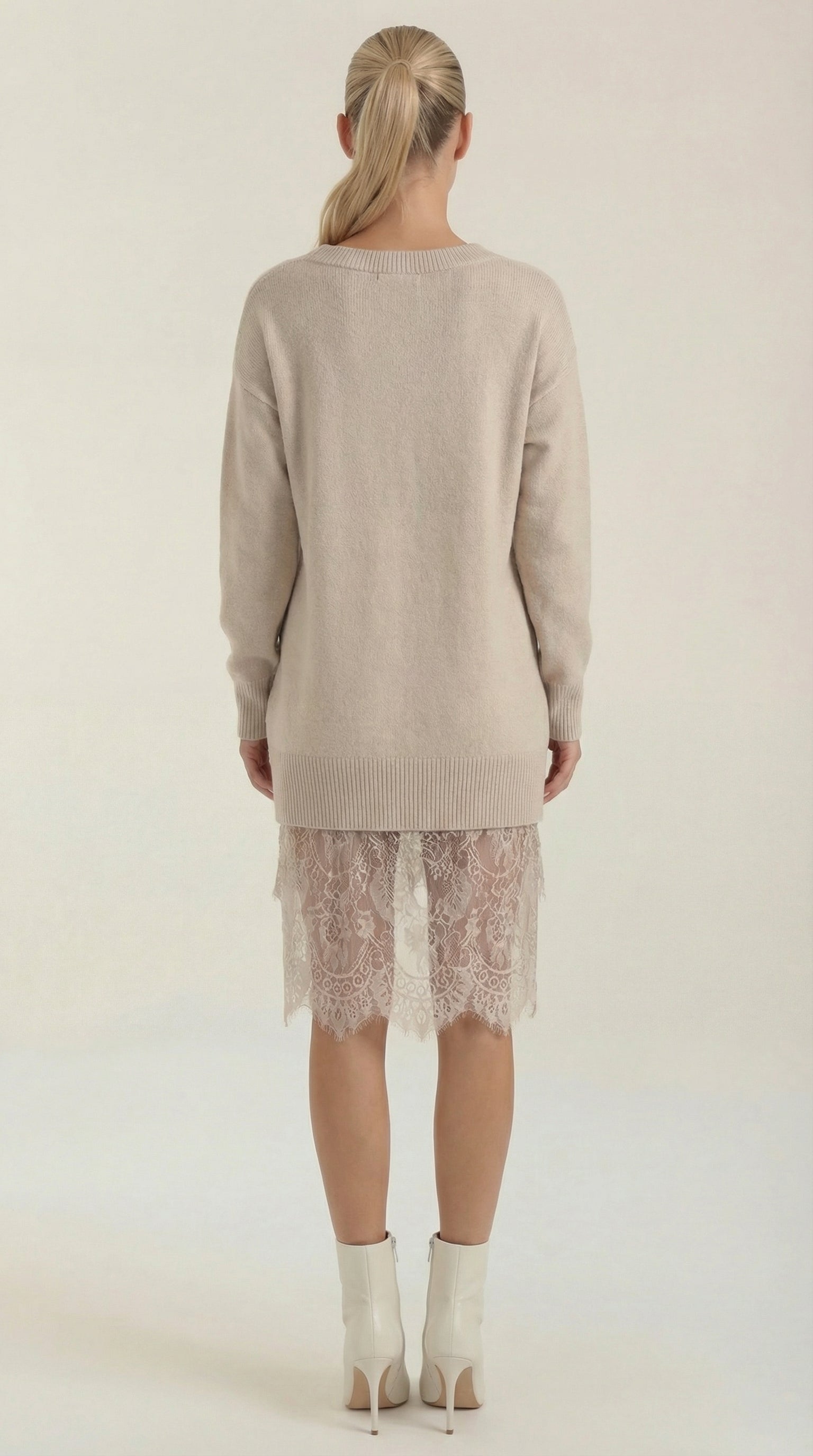 Vestido Rosemary — Punto con Detalles de Encaje
