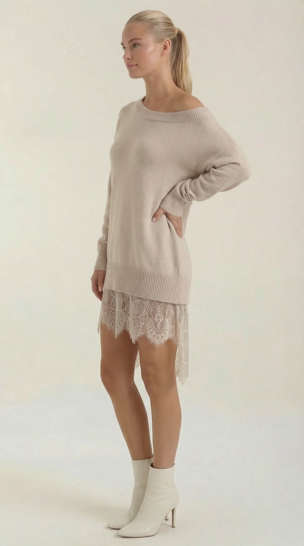 Vestido Rosemary — Punto con Detalles de Encaje