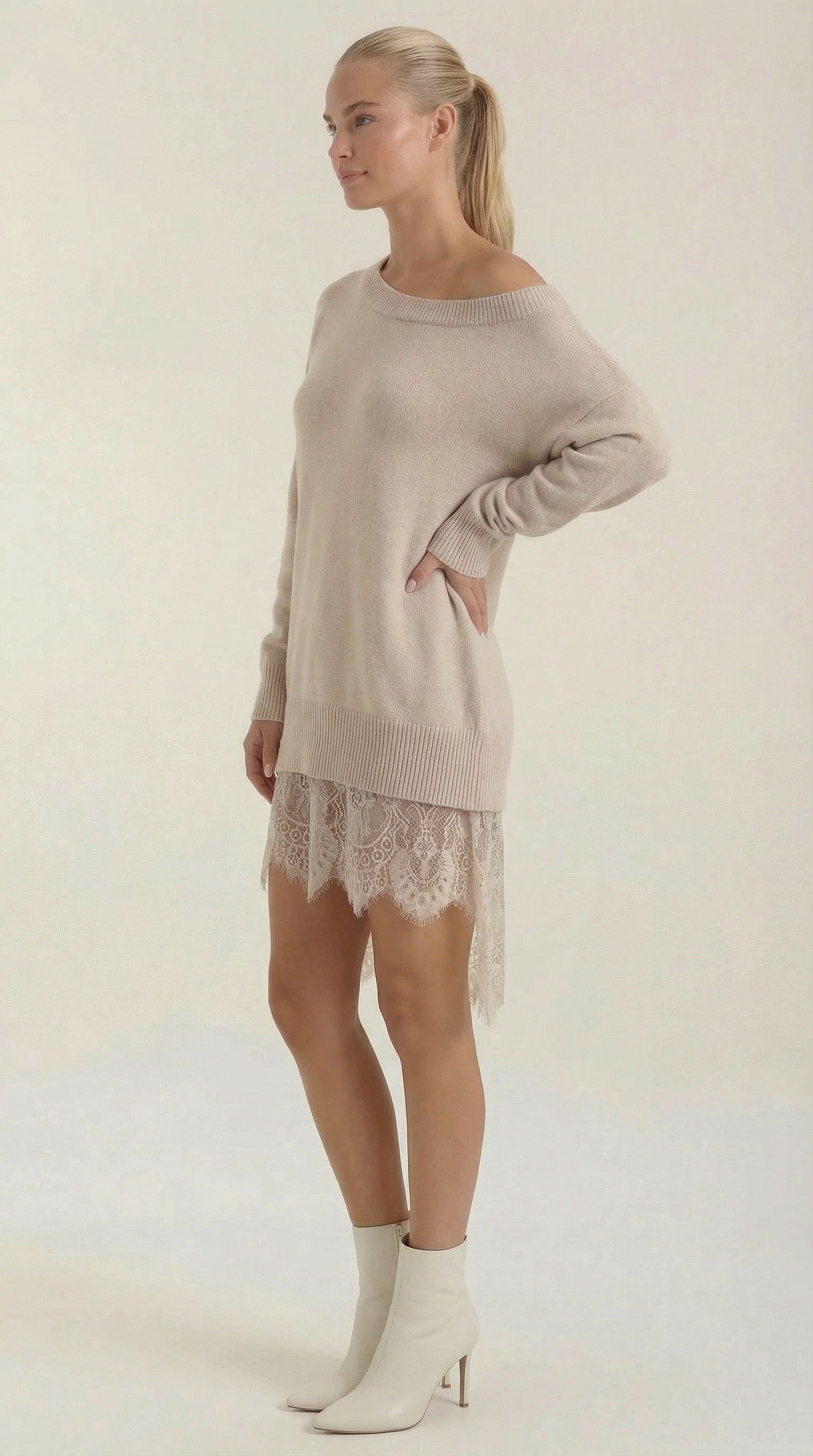 Vestido Rosemary — Punto con Detalles de Encaje