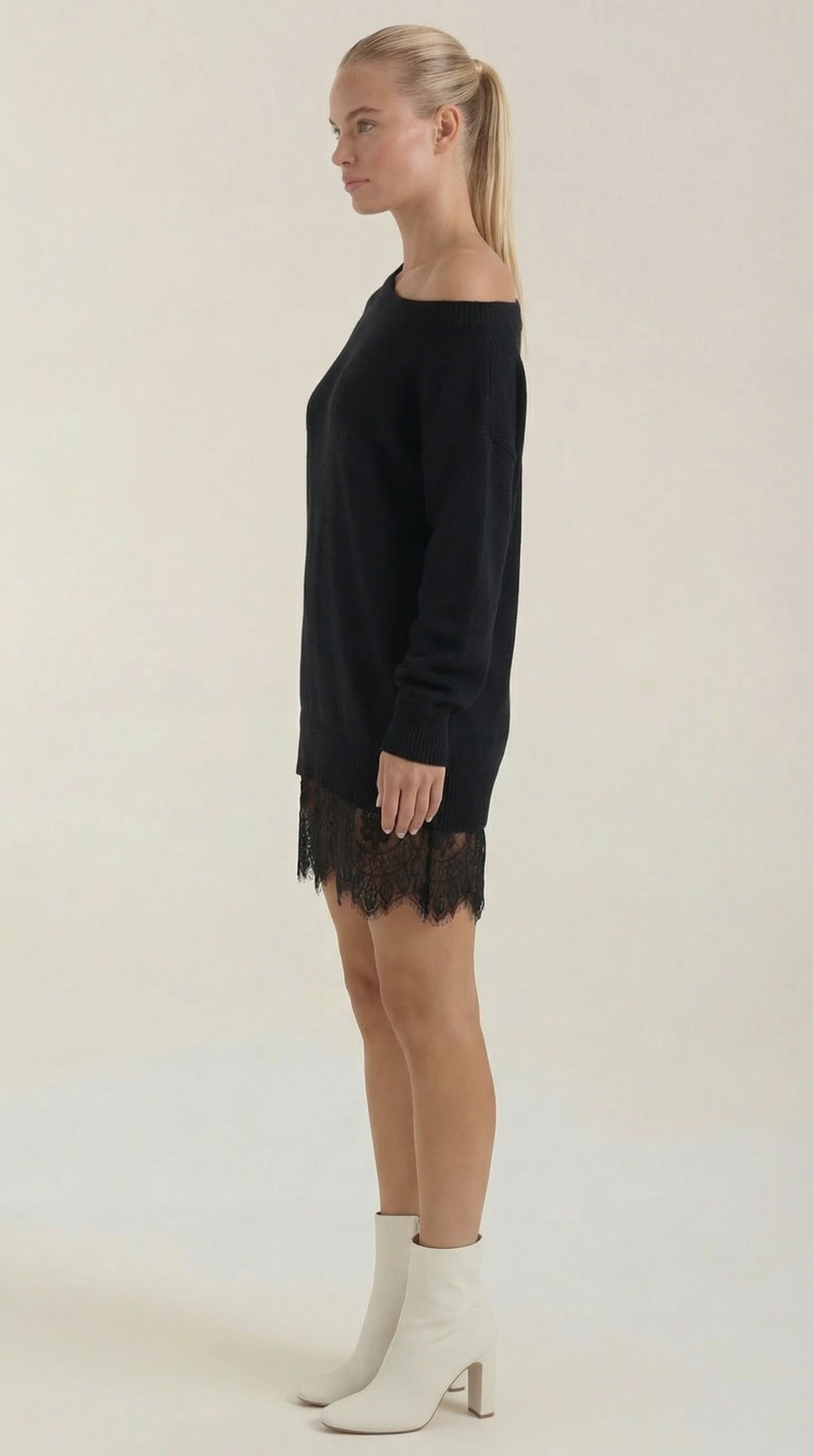 Vestido Rosemary — Punto con Detalles de Encaje