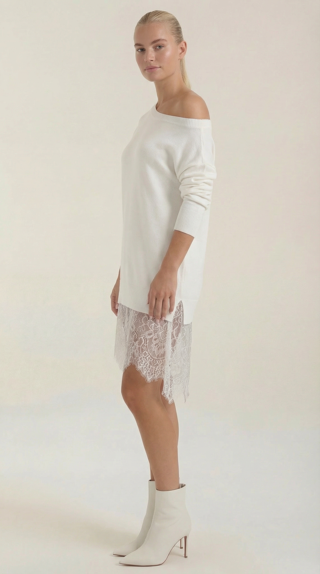Vestido Rosemary — Punto con Detalles de Encaje